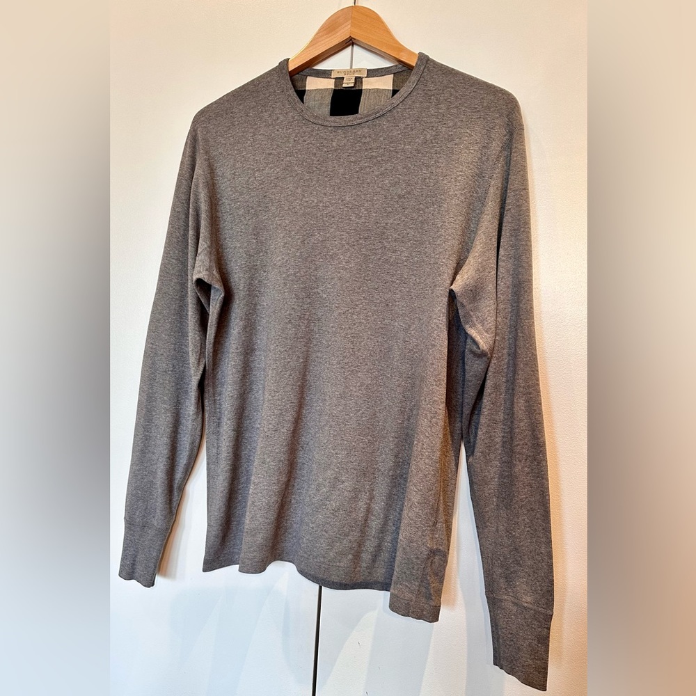 Long sleeve, plaid elbow patches, pull over/sweater, Burberry shirts
